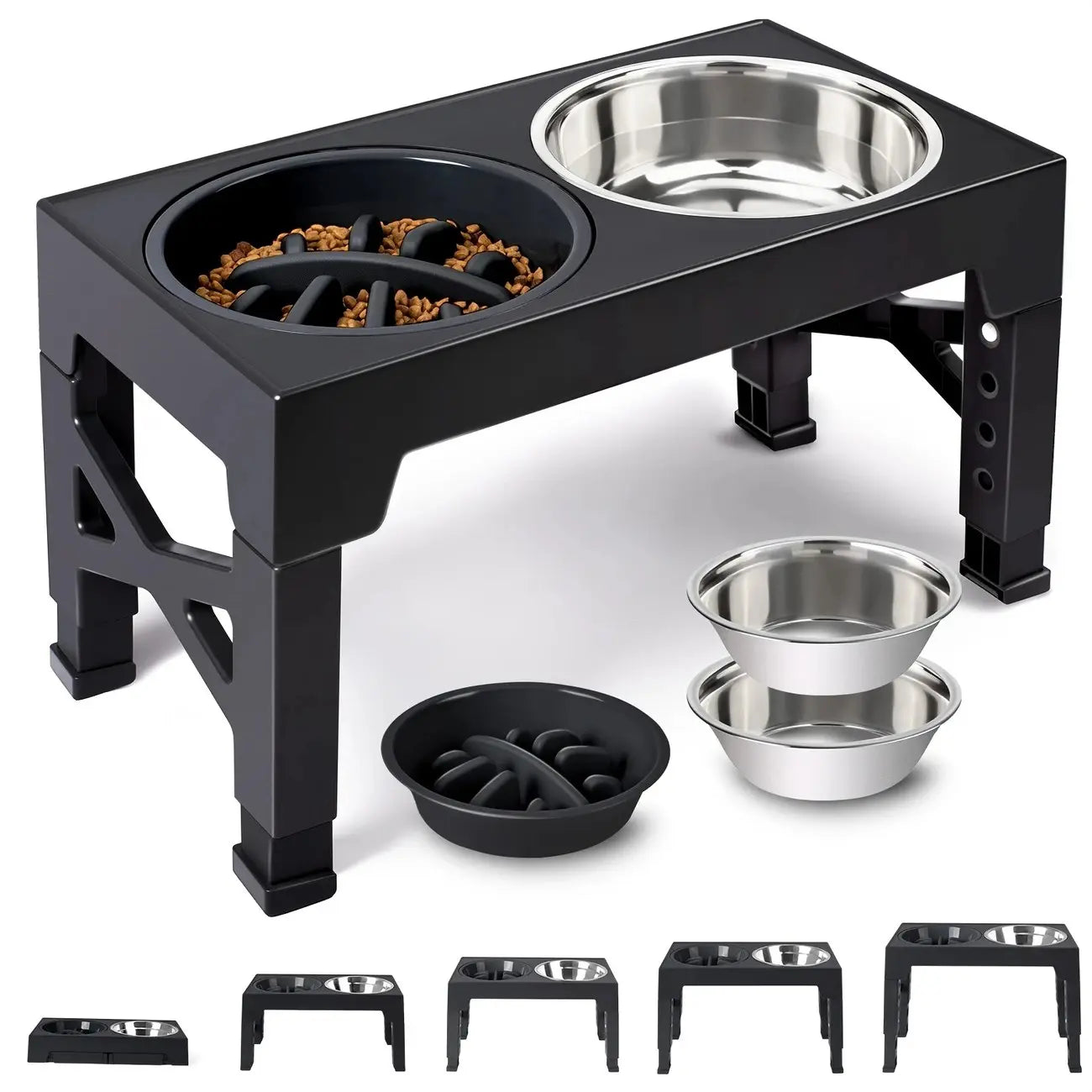 Elevated Dog Bowls with Adjustable Stand | Kin & Kibble