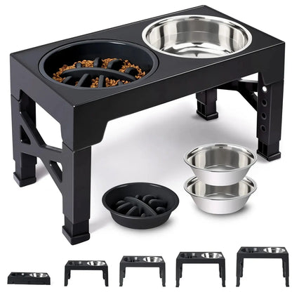 Elevated Dog Bowls with Adjustable Stand | Kin & Kibble