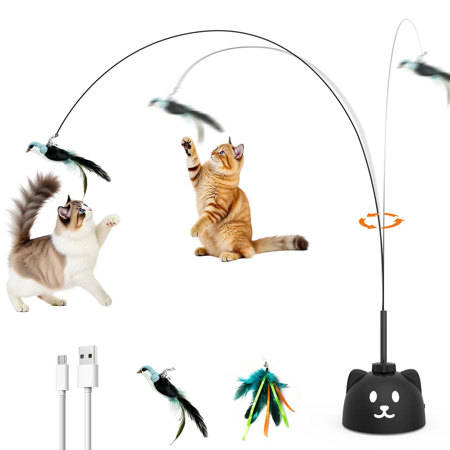 Interactive Cat Toy Wand for Indoor Play | Kin & Kibble
