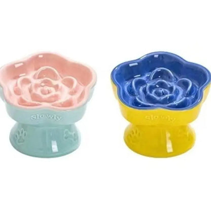 Ceramic Slow Feeder Bowl for Cats & Small Dogs