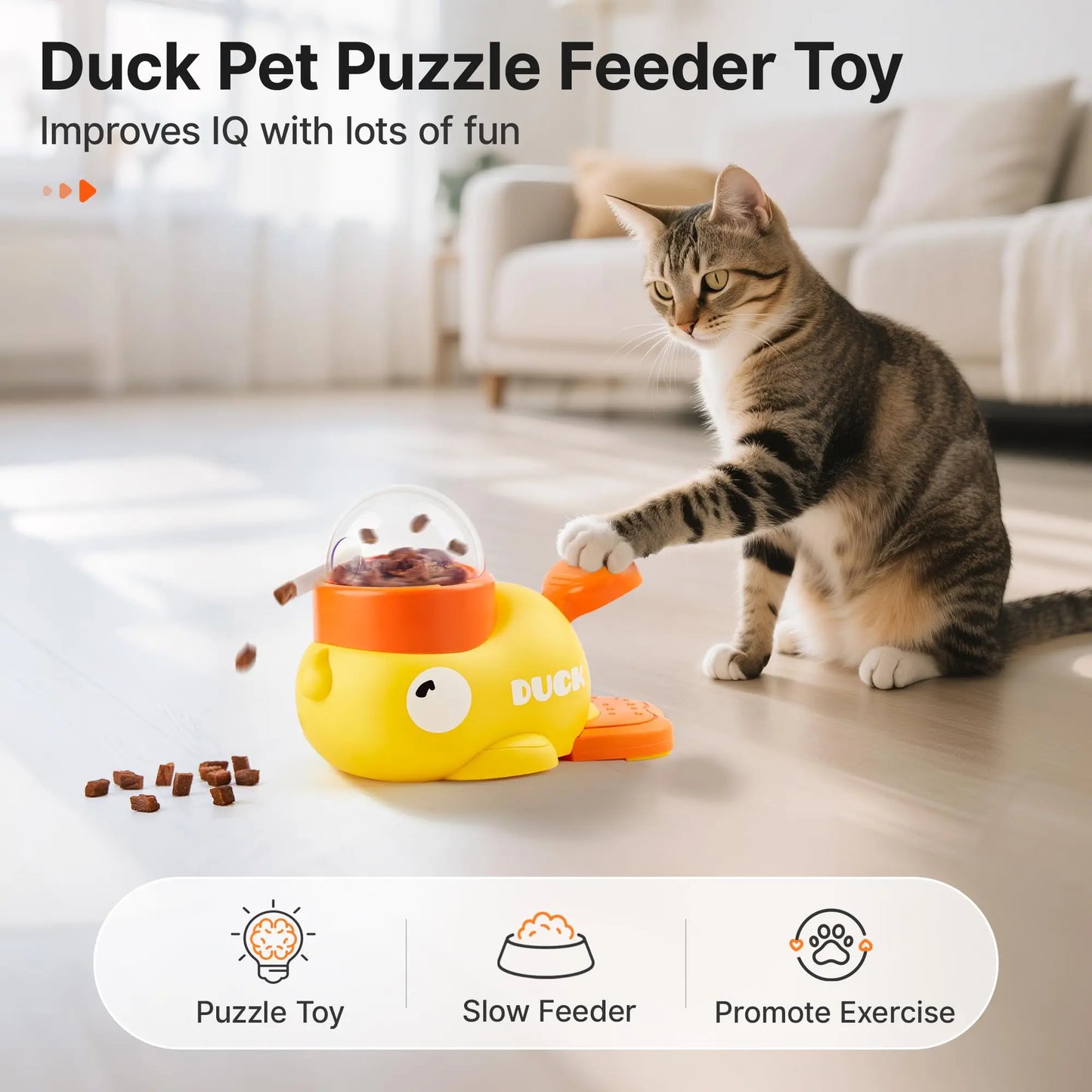 Duck Cat Puzzle Treat Dispenser Toy | Kin & Kibble