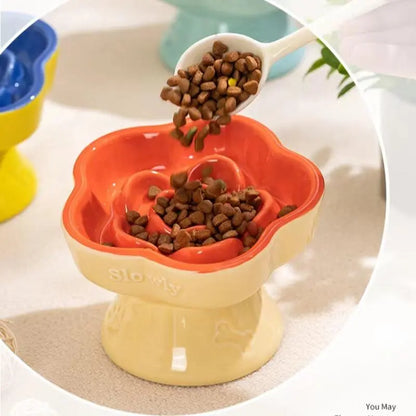 Ceramic Slow Feeder Bowl for Cats & Small Dogs
