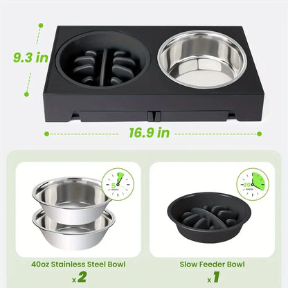 Elevated Dog Bowls with Adjustable Stand | Kin & Kibble