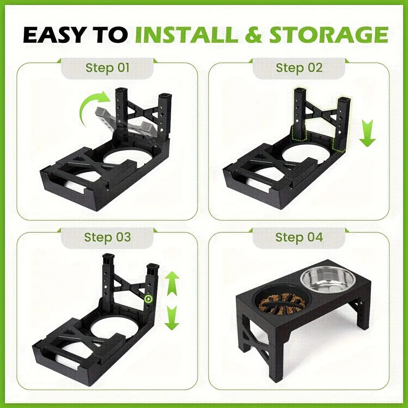 Elevated Dog Bowls with Adjustable Stand | Kin & Kibble