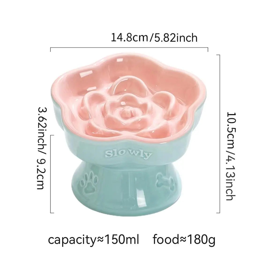 Ceramic Slow Feeder Bowl for Cats & Small Dogs