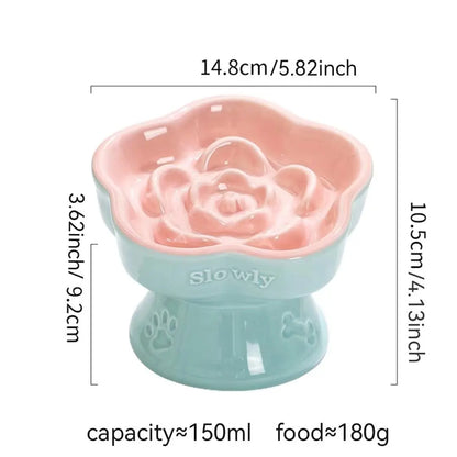 Ceramic Slow Feeder Bowl for Cats & Small Dogs