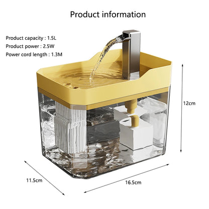 PurrFlow Automatic Cat Water Fountain with Filter