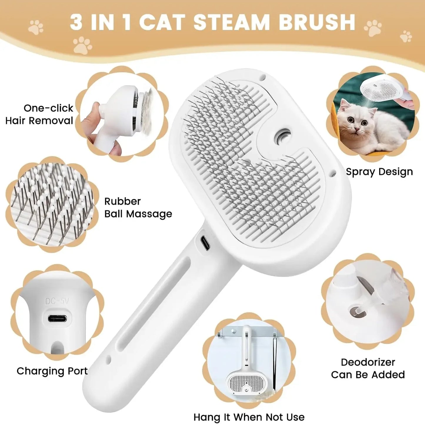 Pet Spray Grooming Brush for Dogs & Cats | Kin & Kibble