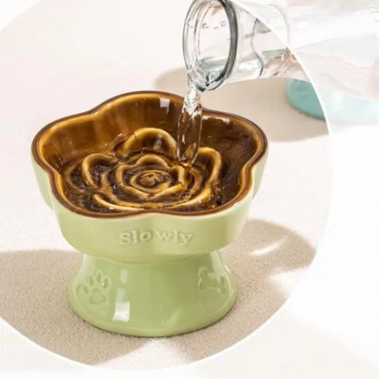 Ceramic Slow Feeder Bowl for Cats & Small Dogs