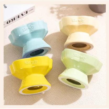 Ceramic Slow Feeder Bowl for Cats & Small Dogs