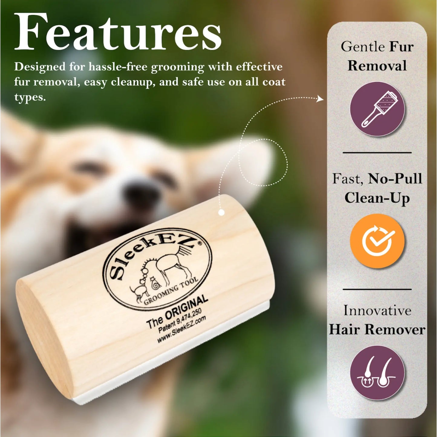 Sleekez Deshedding Brush – Ultimate Grooming Tool for Dogs & Cats, Perfect for All Fur Types!