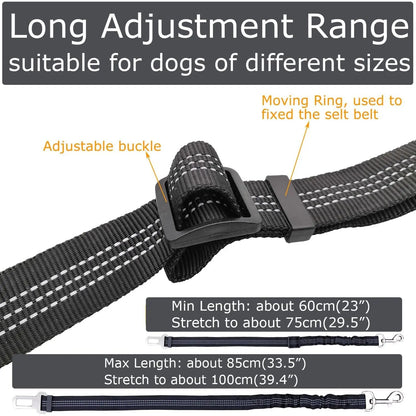 Adjustable Pink Dog Car Harness & Seatbelt - 2 Pack Bungee Anti-Shock Travel Safety Leash for Pets
