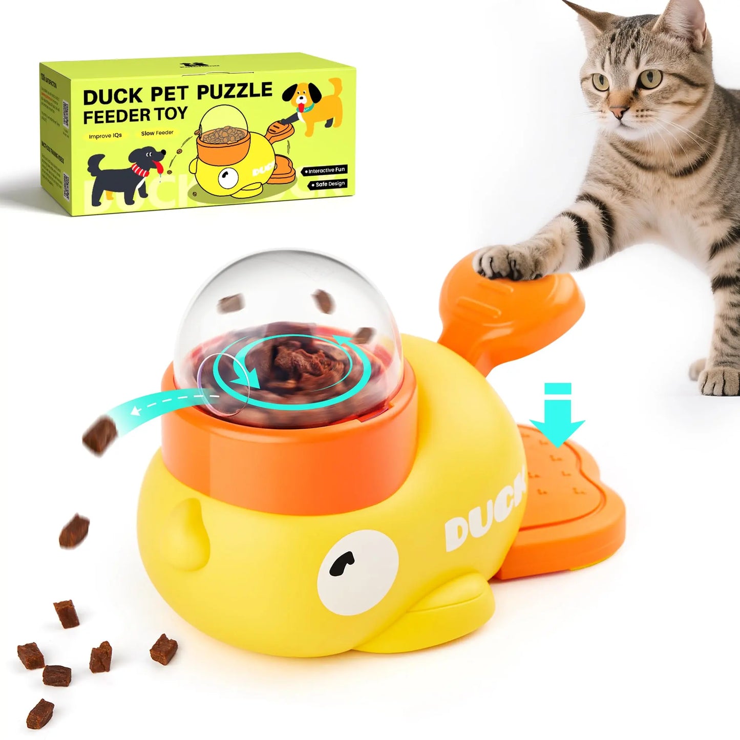 Duck Cat Puzzle Treat Dispenser Toy | Kin & Kibble