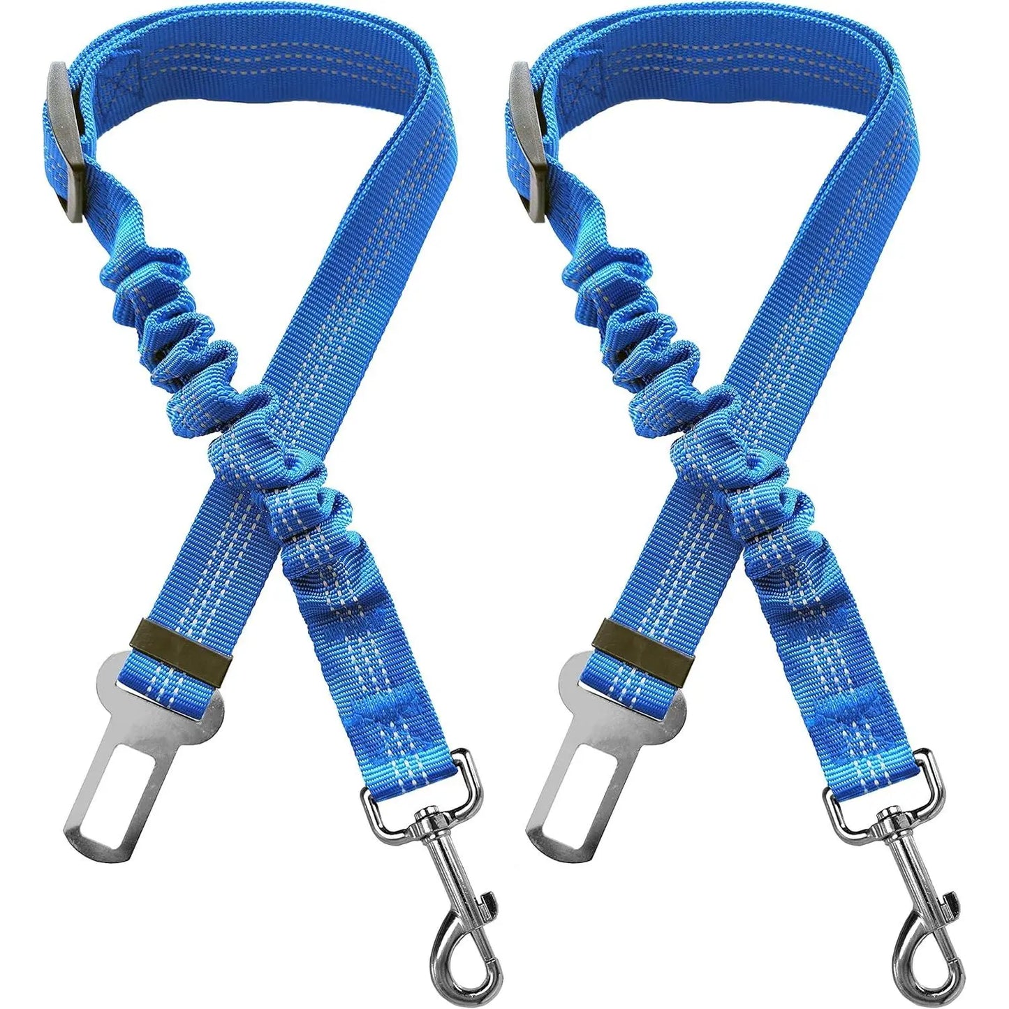 Adjustable Pink Dog Car Harness & Seatbelt - 2 Pack Bungee Anti-Shock Travel Safety Leash for Pets