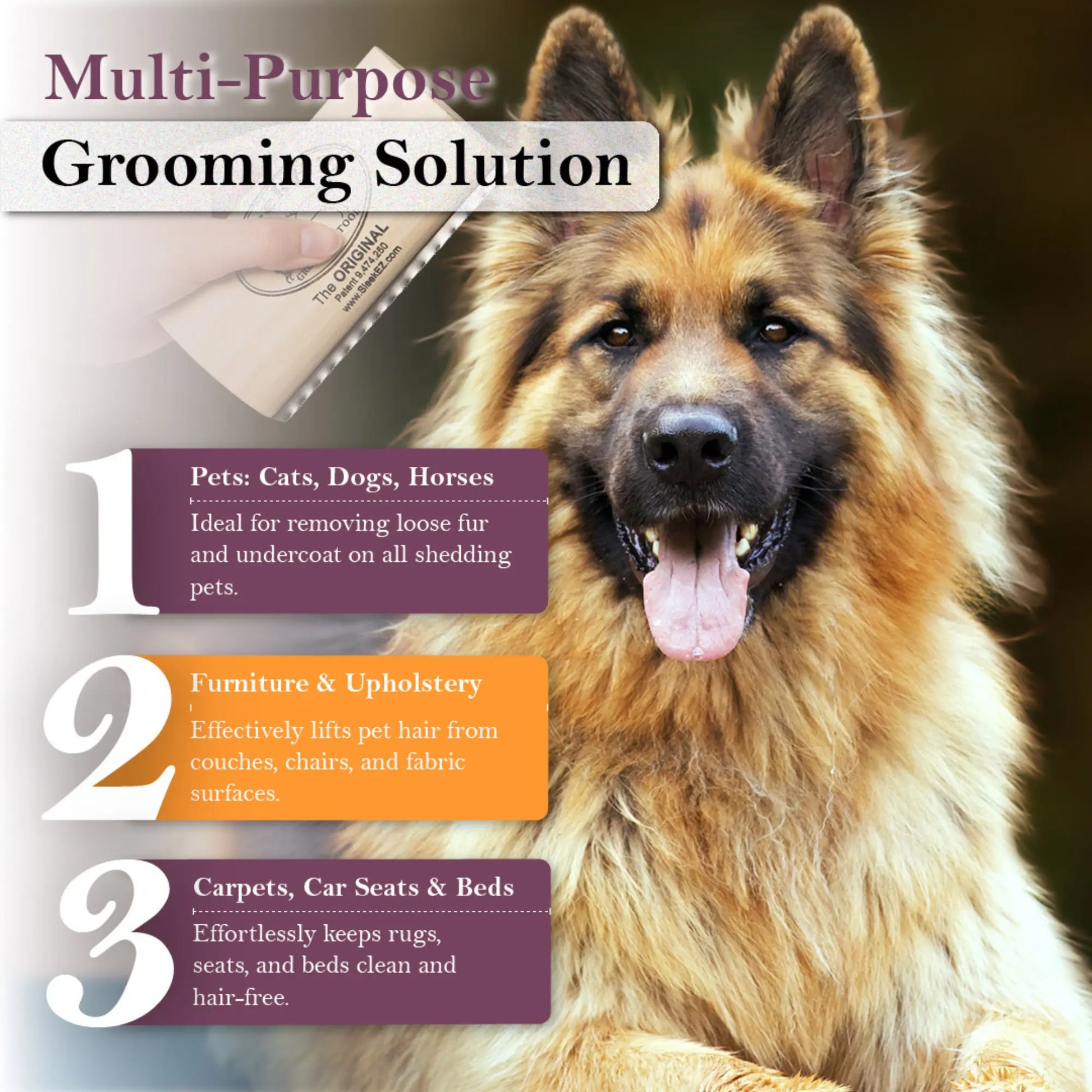 Sleekez Deshedding Brush – Ultimate Grooming Tool for Dogs & Cats, Perfect for All Fur Types!